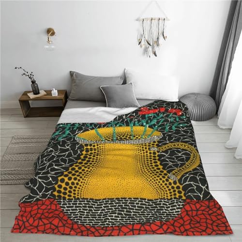 写真 草間彌生 (2) フランネル毛布 シングル 装飾キルト ブランケット 昼寝エアコンキルト パーソナライズ ソファブランケット ぶらんけっと 掛け毛布 ひざ掛け 飾キルト