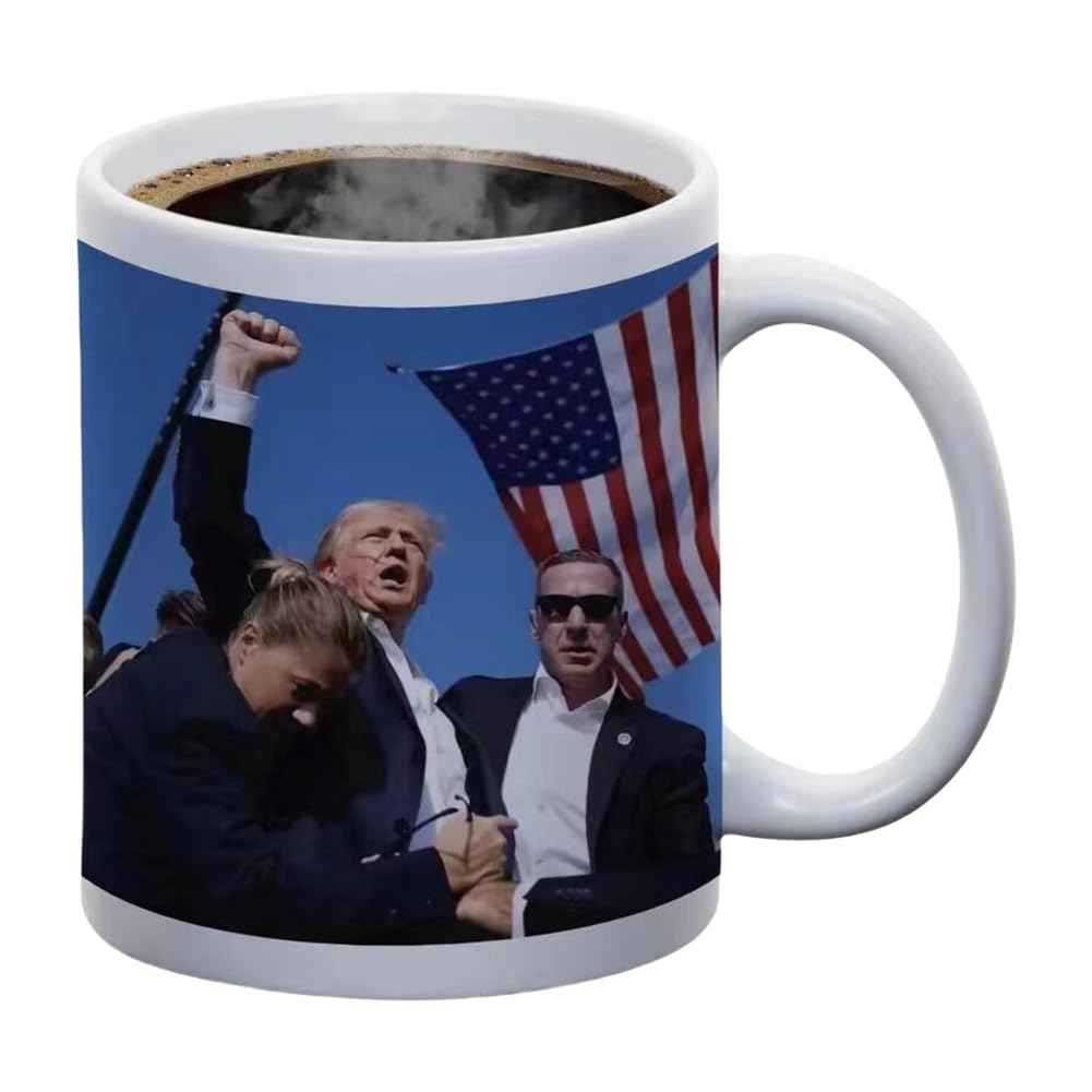 GUOMIYOYODonald Trump Coffee Mug, Ceramic Big Cup, 2024 Donald Trump Raised Fist Will Make History, 2024 Trumpinator Donald Trump Merchandise Collectibles for Supporters Fans