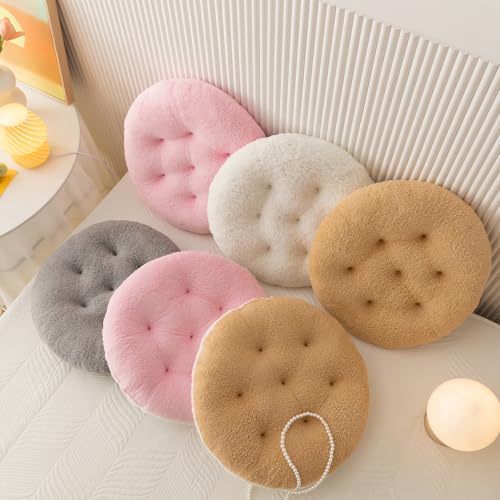 Coussin de chaise rond camel en sherpa lavable de 41 cm pour décoration de cuisine - 5