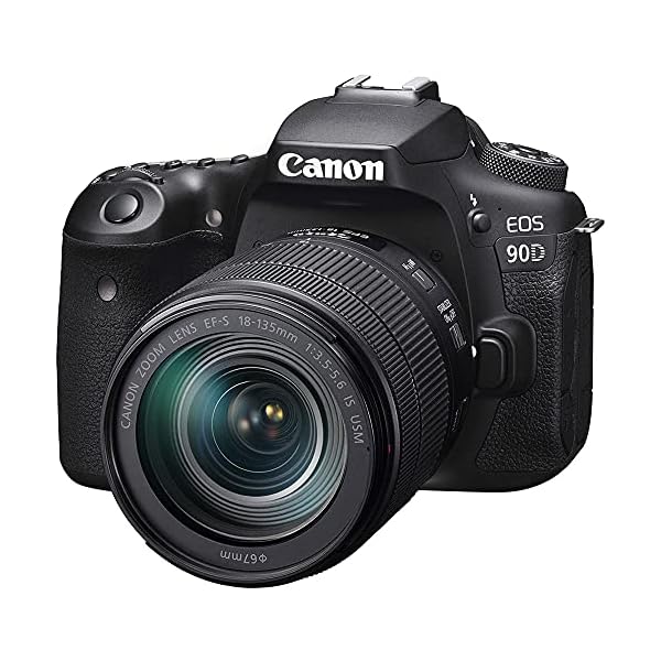 Canon EOS 90D + EF-S 18-135mm f/3.5-5.6 IS USM – 32.5 MP, APS-C sensor | 10 fps, Dual Pixel CMOS AF | Wi-Fi & Bluetooth | 4K Video | Vari-Angle Touchscreen