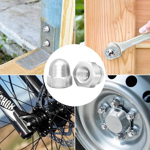 Hutmuttern M10 Edelstahl, 25 Stück Hutmutter Hohe Form Kappenmuttern Rostfrei Sechskant Hutmuttern für Schrauben Gewindestangen Gewindebolzen (Silber)