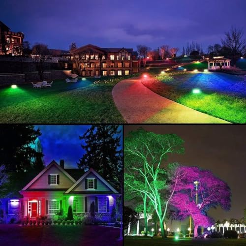 Led Flood Light 30W, 300W Equivalent 3000 LM Outdoor Color Changing Led Stage Landscape Lights, Bluetooth RGBW Smart Floodlights 2700K & 16 Million Colors&Timing& Music Sync, IP66,US 3-Plug (2 Pack)