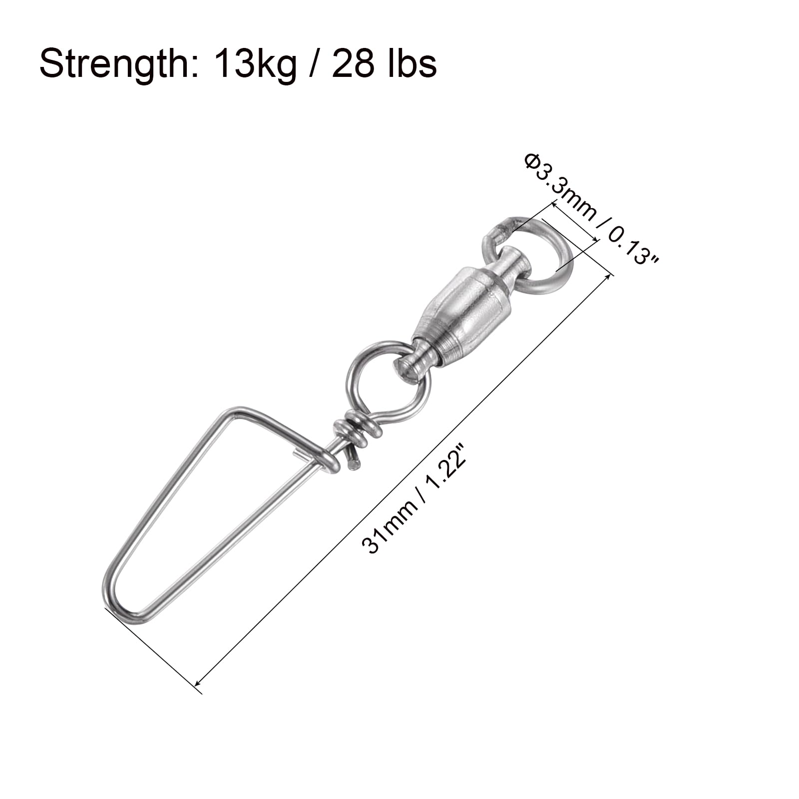 PATIKIL Fishing Snap Swivels, 25Pcs 28lbs Stainless Steel Ball Bearing Tackle for Saltwater Freshwater Fishing - Image 2