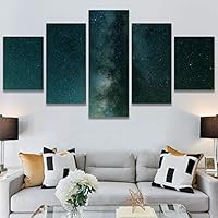 SIGNWIN 5 Panel Canvas Wall Art Aerial Astronomy & Space Dramatic Global Green Photography Realism Stars Ultra for Home Decorations Ready to Hang - 60