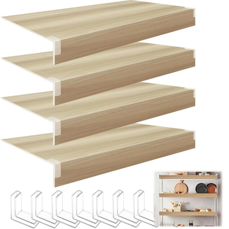 Genérico Protectores de estantes de Rejilla de Alambre - 4 Piezas para organización de despensa y Armario, 30,5 cm de Ancho x 66 cm de Largo, protección Duradera de Alambre de Madera para almacenamie