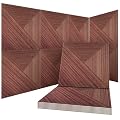 8Pack Acoustic Wall Panels, Wood-Pattern Art Sound Proof Foam Panels For Walls, Decorative Acoustic Panels Sound Absorbing, Self-Adhesive Sound Dampening Panels For Studio Home, 23.62 X 23.62 Inches