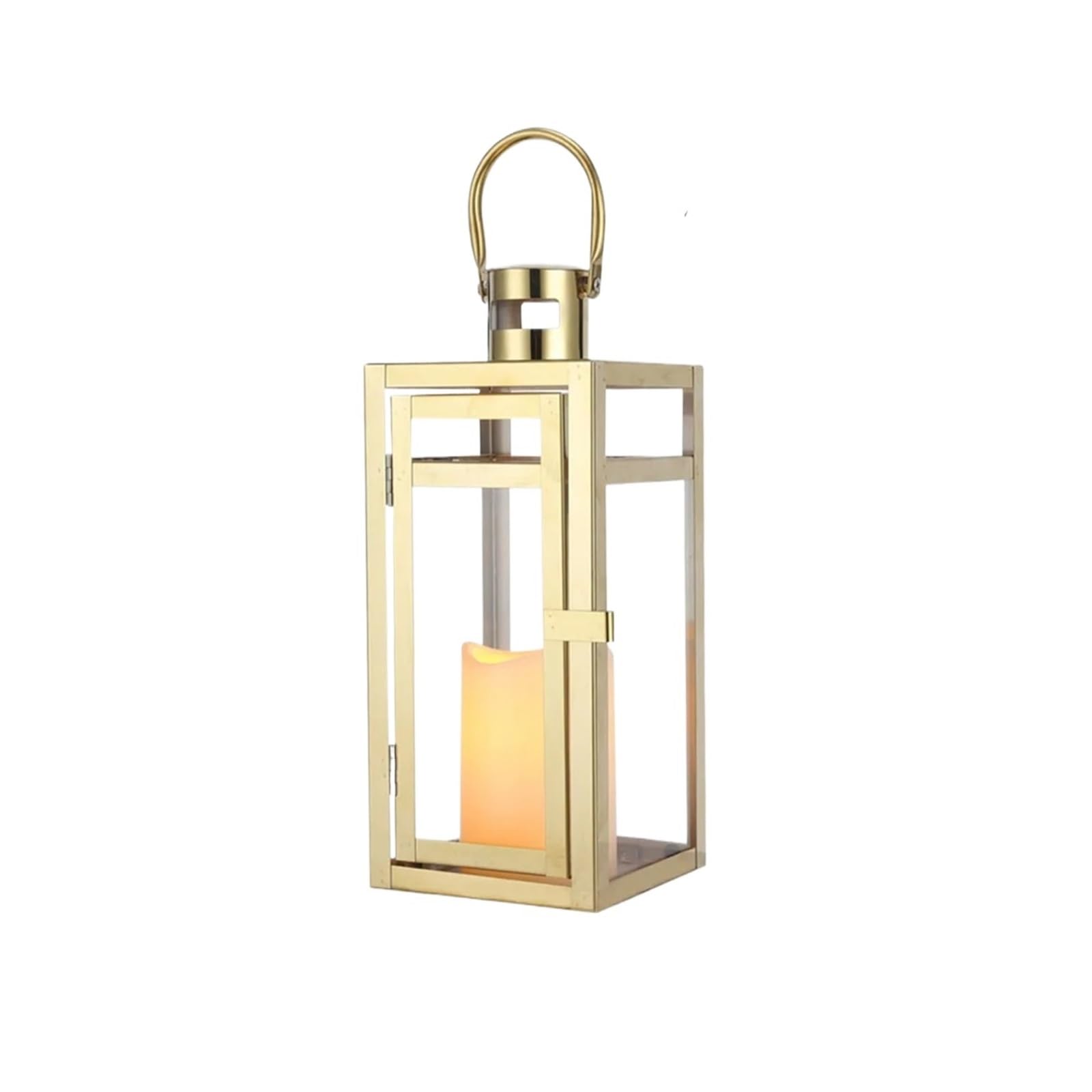 Stainless Steel Candle Holder Lanterns Rose Gold Hanging Lantern Candlestick Light For Indoor Outdoor Weddings Party Home Decor(Color 1)