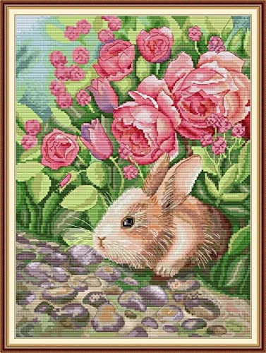 Peinture au diamant 5D kit complet lapin floral point de croix