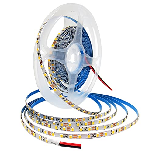 Tesfish 12V LED Strip Lights, 5mm Wide Ultra Narrow Natural White 4000K 16.4ft SMD 2835 IP20 120 LEDs/M, Total 600 LEDs Rope Light Strip for Bedroom, Kitchen, Advertising Decoration by Tesfish - Used condition - US$9.11