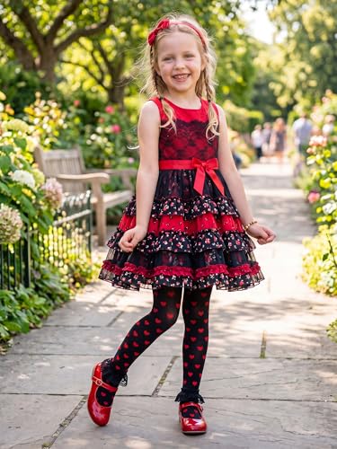 Image of Fourluoo Girls Tights Colorful Pantyhose Soft Thigh High Sock Jacquard Seamless Dance Legging Flower Girl Sock for 4-12 Years