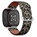 CJBROES Replacement Leather Watch Band, Compatible with Fitbit Versa 3 and Fitbit Sense of Wristband Bracelet Accessory - Geometric Striped