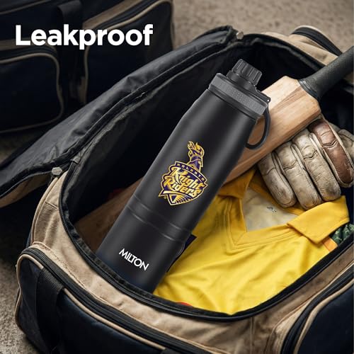 Image of Milton Sports Sparkle 900 | KKR Official Drinkware Partner I Limited Edition Kolkata Knight Riders Water Bottle | Stainless Steel I 24 Hr Hot & Cold | Designed for Cricket Lovers | 920 ml I Black