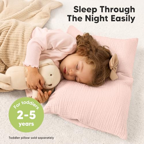 Image of KeaBabies Cotton Muslin Toddler Pillowcase 13x18 Only, 2-Pack (Cameo) | Organic Cotton Muslin Pillow Case for Kids, Girls, Boys, Small Travel Size Cover, Soft,Breathable Toddler Pillow Not Included