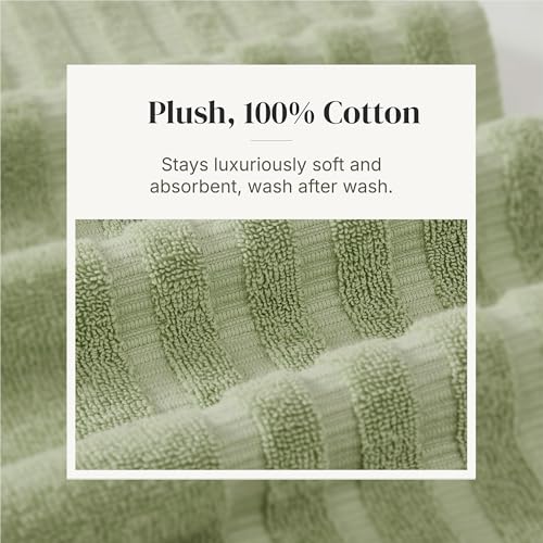Image of Modern Threads 6 Piece Bath Towel Set - Bathroom Set with 2 Bath Towels, 2 Hand Towels, and 2 Wash Cloths - 100% Cotton, Super Absorbent & Extra Soft - Reversible Classic Diamond (Sage Green)