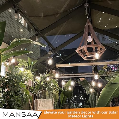 Image of MANSAA M63 Solar Meteor String S14 Bulb Light | 10 Bulbs 10 COB LED | Atmosphere Lamp | Outdoor Waterproof | Courtyard Garden Camping Decoration Hanging Lamp | Made in India