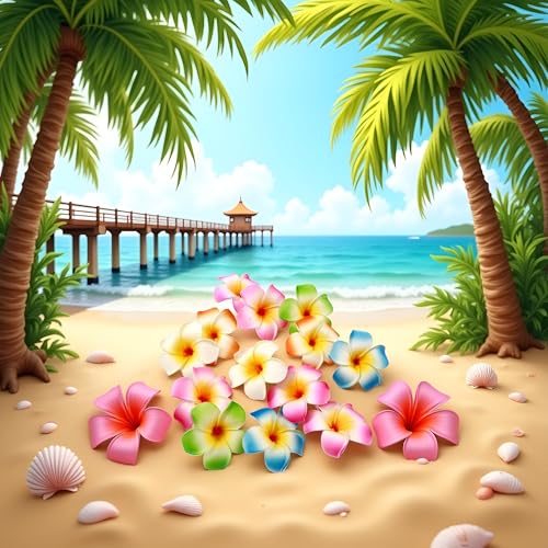 10 Piezas Pinzas para el Cabello con Flores Plumeria de Hawaii Coloridas miniatura 2