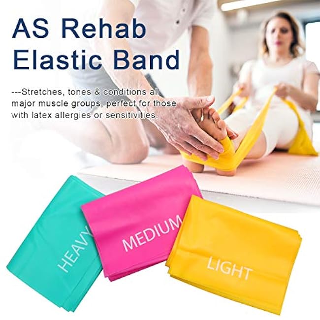 Coolrunner 7FT. Long Latex Free Elastic Flat Exercise Band Set of 3 with Carry Bag, Wide Fitness Resistance Bands for Pilates, Gym, Physical Therapy, Yoga, Carry Bag, Green & Yellow & Rose Red