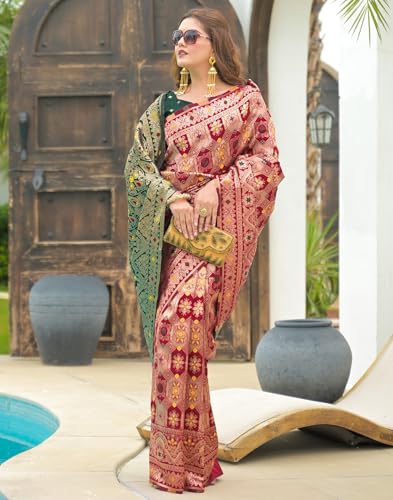Image of SIRIL Women's Banarasi Weaving Soft Silk Saree With Unstitched Blouse Piece(4791S141 Green)