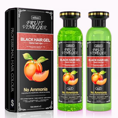 Adbeni Fruit Vineger Gel Hair Color, Black | Natural Hair Dye for Men & Women | No Ammonia & No PPD, Long-Lasting, Gentle on Scalp | 500ml Black