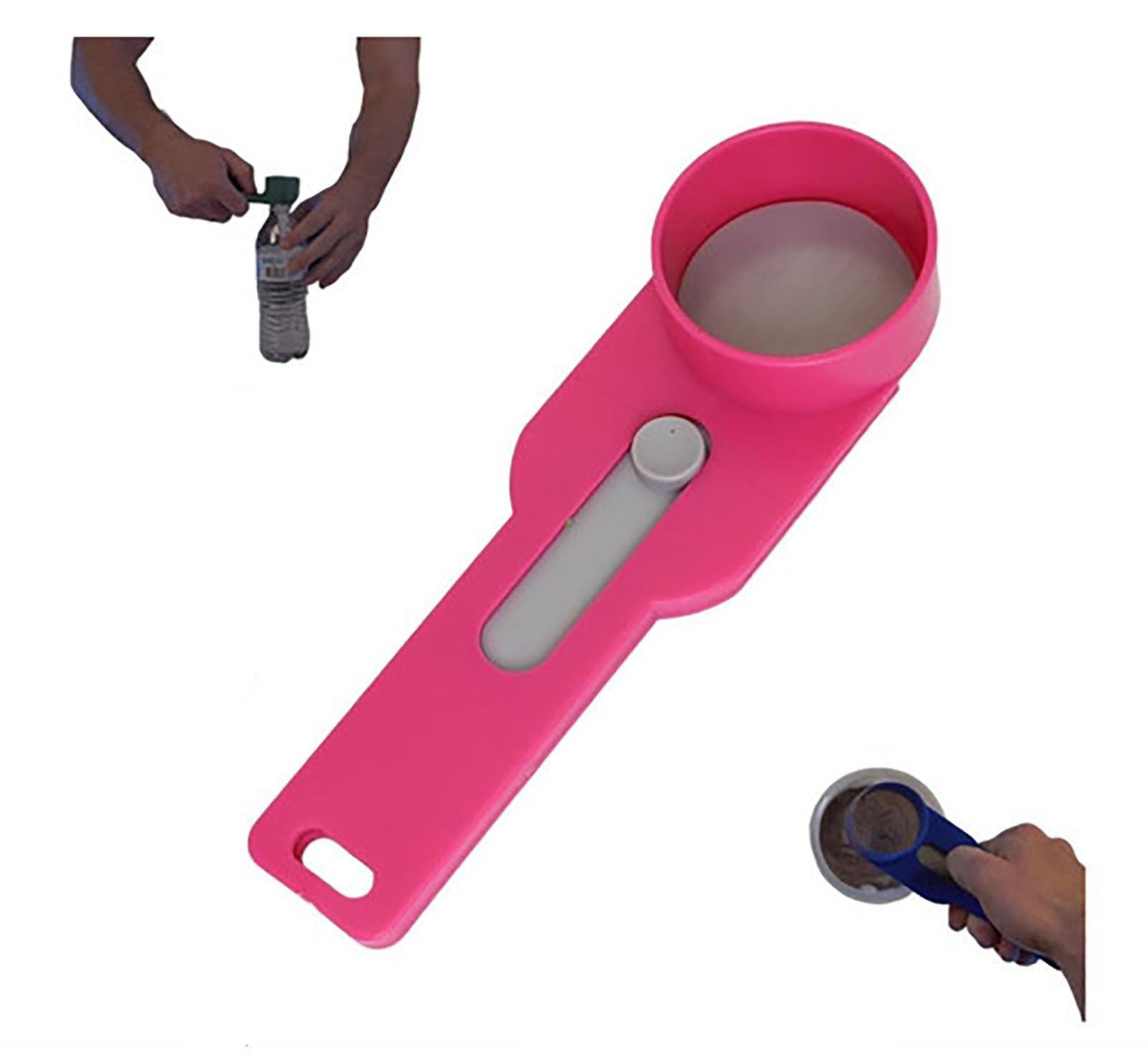 Multi Purpose Scoop with Built in Funnel, Powderpal Mess-Free Powder Scoop,Precise Protein Powder Sliding Spoon,Collagen Formula Coffee Spoon System for Narrow Bottles,Easy Dispensing (Pink) — image 1