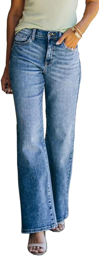E-Qianw Women Casual Straight Jeans, Classic Boyfriends Distressed Baggy Denim Pants
