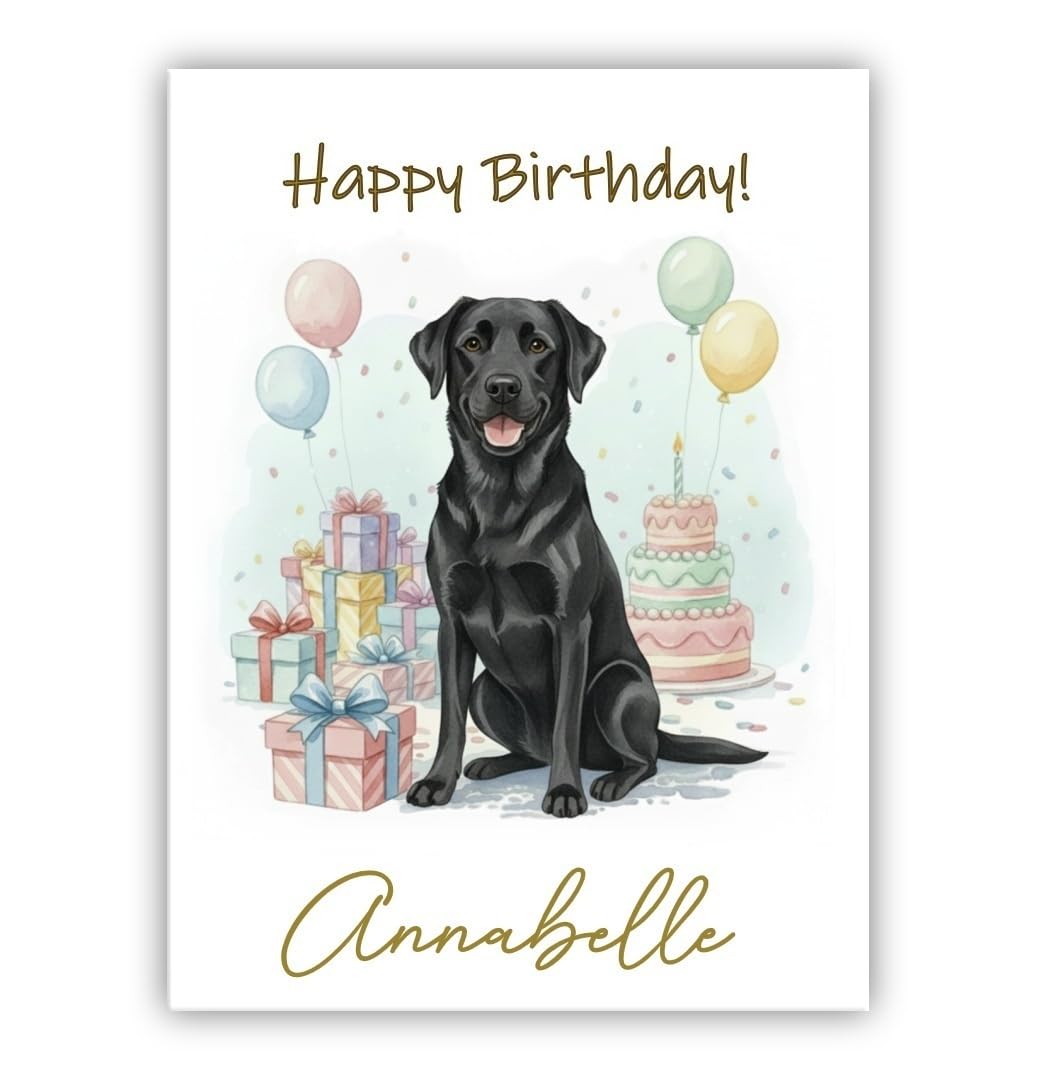 Personalised Birthday Card From the Dog – Add Any Name – Multiple Breeds Available – Dogs Lover Gift (• Black Labrador)