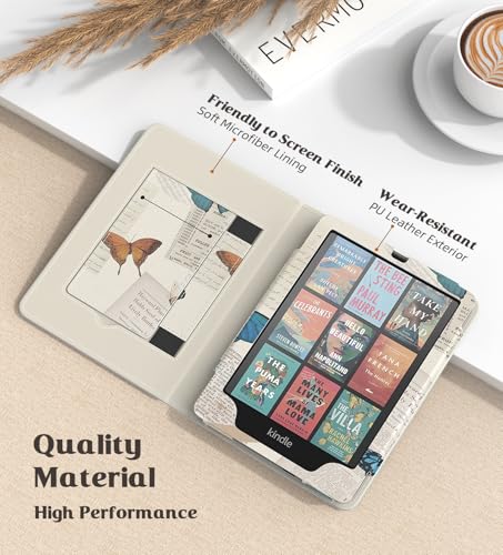 Image of MoKo Case for 7 inch /6.8 inch Kindle Paperwhite(12th /11th Gen-2024 /2021) and Kindle Colorsoft Signature Edition, Slim PU Shell Cover Case with Auto-Wake /Sleep for Kindle Paperwhite 2024, Vintage Butterfly