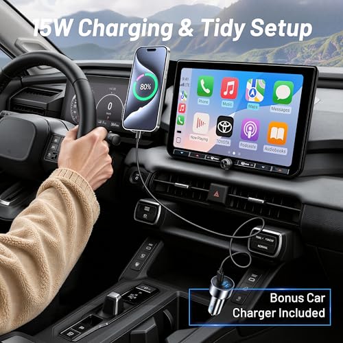 Image of Phone Holder for Toyota RAV4 (2026, 10.5 inch Screen), MagSafe Car Mount Charger, 15W Wireless Charging, Car Adapter Included, Magnetic Screen Phone Mount, 360 & Hands-Free, RAV 4 Interior Accessories
