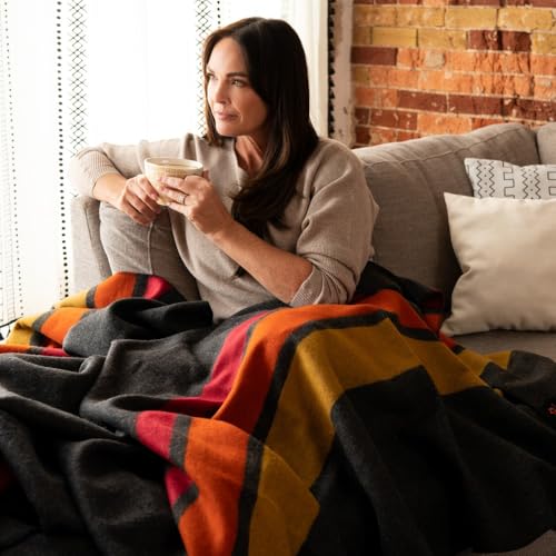 Image of Arcturus Rainier Wool Blanket - Warm, Heavy, Washable, Bed Blanket | Great for Home & Camping (Sunset Peak, King)