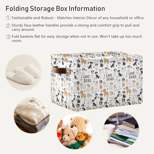 Image of Bernese Mountain Dog Storage Basket Fabric Pet Toy Baskets Cute Dogs Puppy Paws Open Home Storage Bins Boxes Foldable Organizer Bag for Pet Toy Bathroom Shelf Closet Baskets 16x12x8 Inches 2 Pack