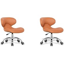 MAYAKOBA Set of 2 Nail Salon Pedicure Stool HugoII Pedicure Chair Short Adjustable Comfort Pneumatic Pump Salon Furniture & Equipment, Cappuccino Diamond