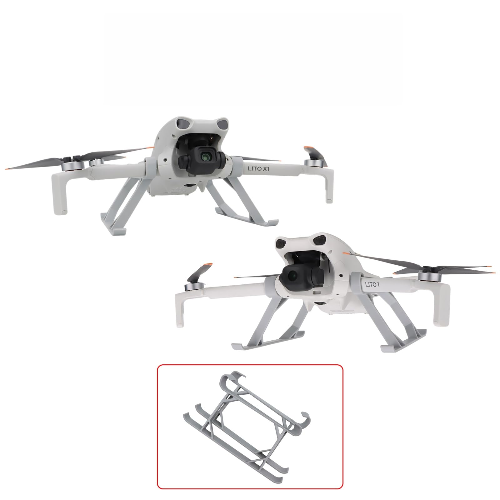 Pieds d'extension de train d'atterrissage pour DJI Lito 1 / X1, support béquille pliant à dégagement rapide avec extension de hauteur de 60 mm, support d'atterrissage de drone, accessoires de