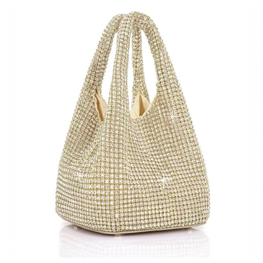 BABEYOND Pochette da donna – Borsa da sera scintillante con strass glitterati borsa portatile per feste, balli studenteschi, matrimoni, Oro, Taglia unica
