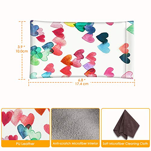 Image of FINTIE Soft Eyeglasses Case with Cleaning Cloth, Portable Squeeze Top Vegan Leather Glasses Pouch, Sunglasses Eyewear Bag