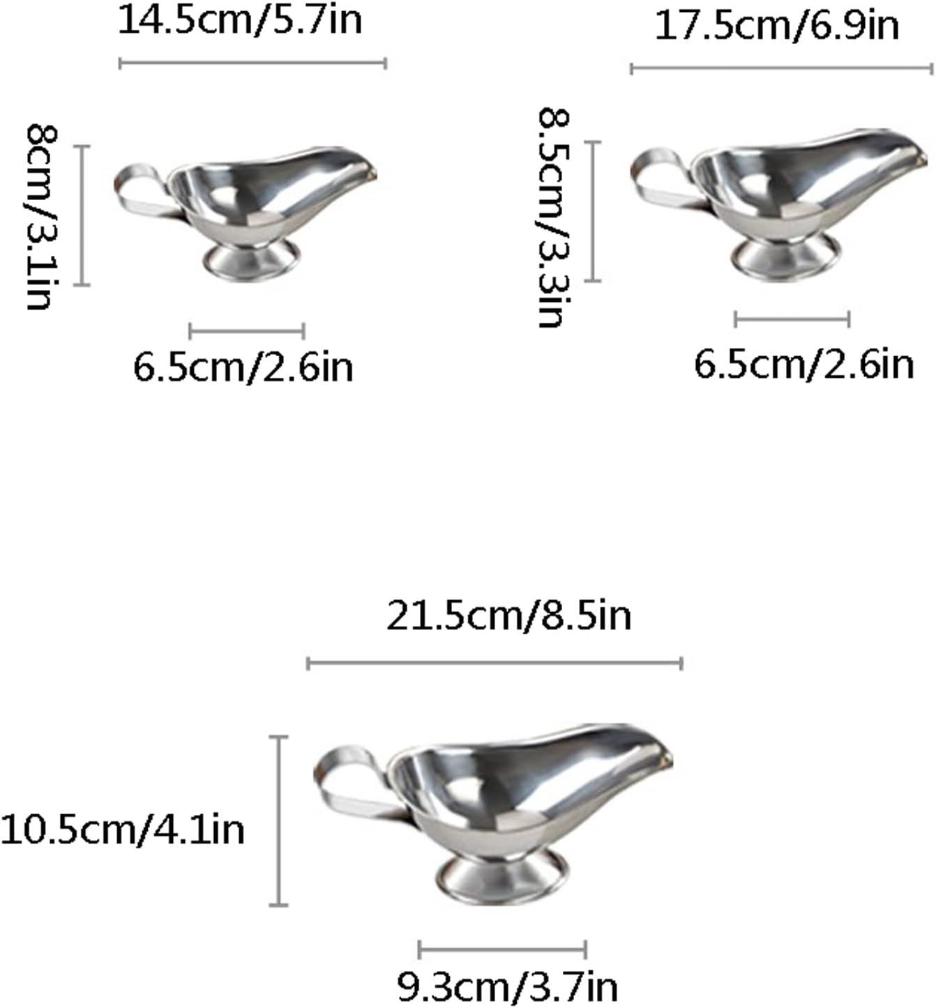 Gravy Boat Sauce Jug Gravy Boat Sauce Boat Stainless Steel Small Medium Large for Salad Dressings Milk Broth Creamer (Size : Medium)