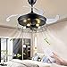 Chowany wentylatory sufitowe z światłami, przemysłową lampą wentylatora sufitowego z pilotem, 42-calowe ostrza niewidzialne Vintage Cage Chandelier Wentylator, 3 biegów wiatrowych (żarówki nie zawarte