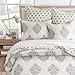 Levtex Home - Kamira Ochre Quilt Set - Full/Queen Quilt and Two Standard Shams - Bordered Floral - Ochre, Grey and Cream - Quilt (88x92in.) and Shams (20x26in.) - Reversible - Cotton