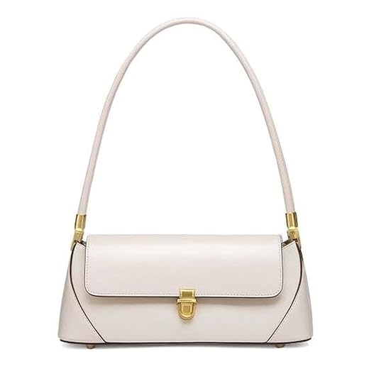 Women Shoulder Bags Vintage Handbag Retro Classic Small Purse 90s Buckle Closure (White)