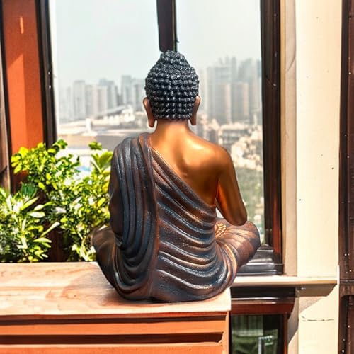 Image of 2 Feet Buddha Statue for Home Decor, Garden and Gifting, Big Size, Made of Resin, Premium Luxury Decoration Showpiece, Vastu Feng Shui for Good Luck, Happiness (Metallic Copper & Golden)