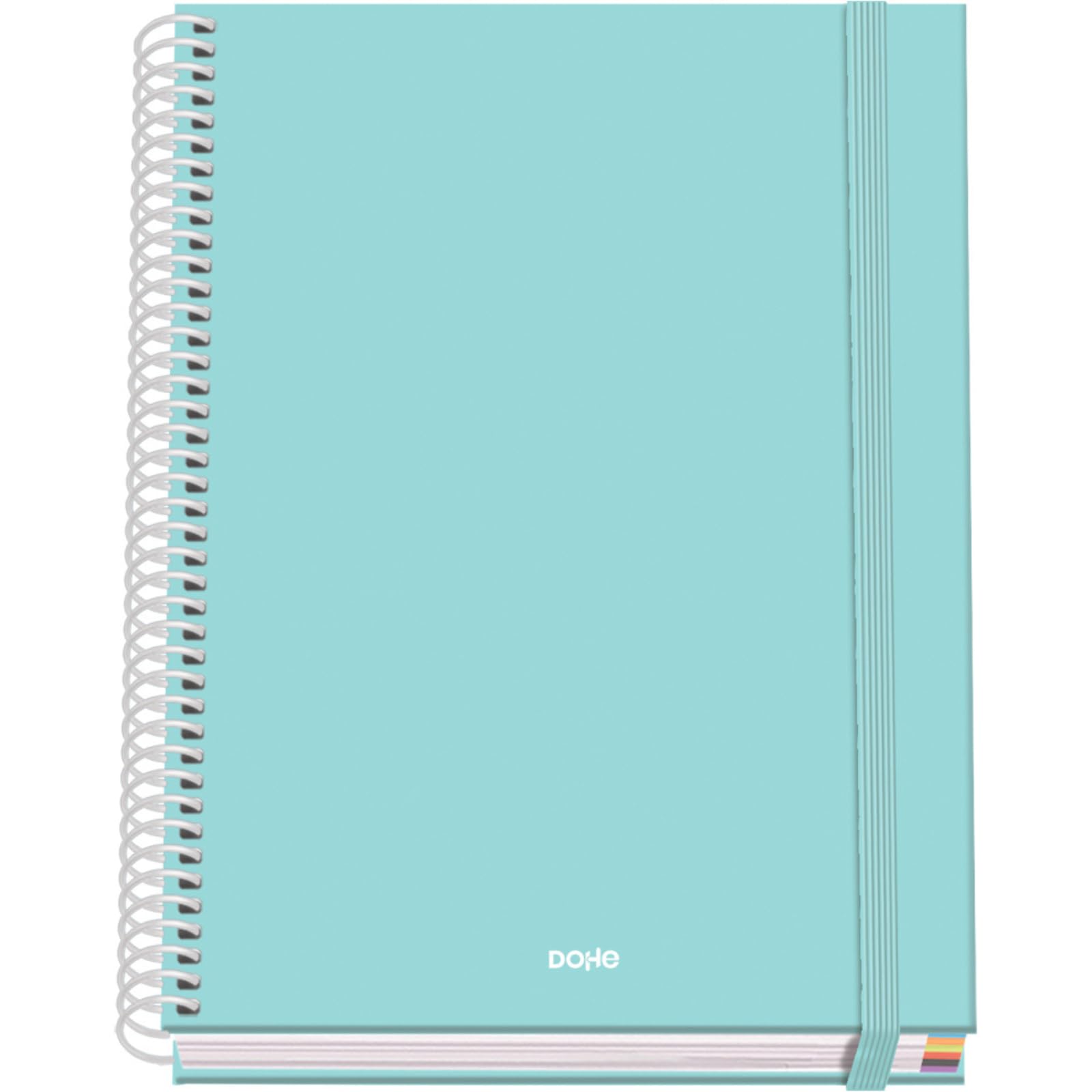 DOHE - A5 Squared Notebook – 100 Sheets, 90 gsm, Size 16.2x21 cm, Hard Cover, Ring-Bound with Elastic Closure, 5 mm Grid, School Supplies – SERENITY Green