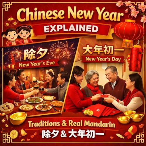Chinese New Year Explained: Real Traditions, Real Mandarin (除夕 & 大年初一) Podcast Por  arte de portada