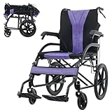 オーエスジェイ(OSJ) 車椅子 折畳み 介助型 自立できる 軽量 コンパクト ノーパンクタイヤ 折りたたみ 収納可能 超軽量 安全ベルトつき 背面ポケット 外出用 介護 ブラック+パープル
