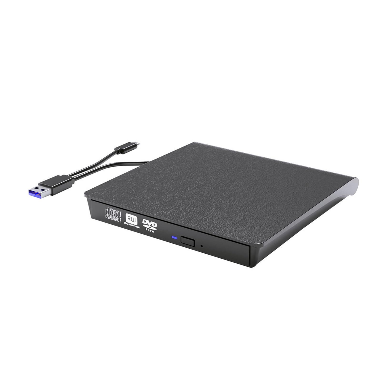 Lecteur DVD externe noir brossé au design élégant et finition métal