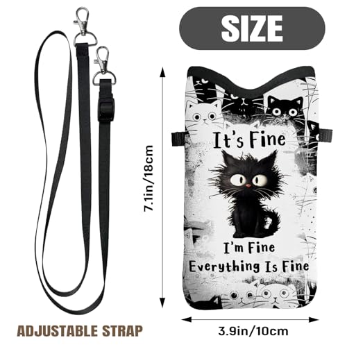 Image of Cell Phone Sleeve Pouch Case Bag with Crossbody Strap Neck Lanyard for Women Men, Cat Lover Gifts Cell Phone Crossbody Bag 7.1x3.9 Inch