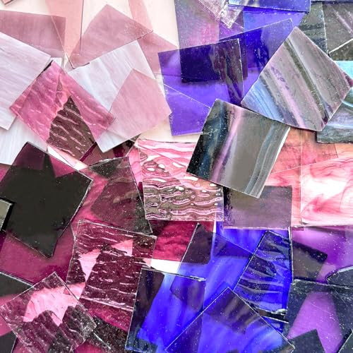 ILLUCKAI 2.2lb Purple Stained Glass Scraps & Tiles