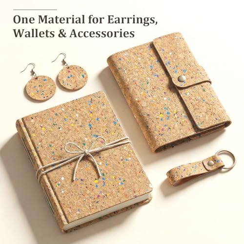 Image of SorenCut Patterned Cork Fabric Roll 12.8 x 54 Inch - Color Confetti Cork Leather Fabric with Flexible Backing for DIY Crafts, Earrings, Bags, Wallets & Handmade Accessories