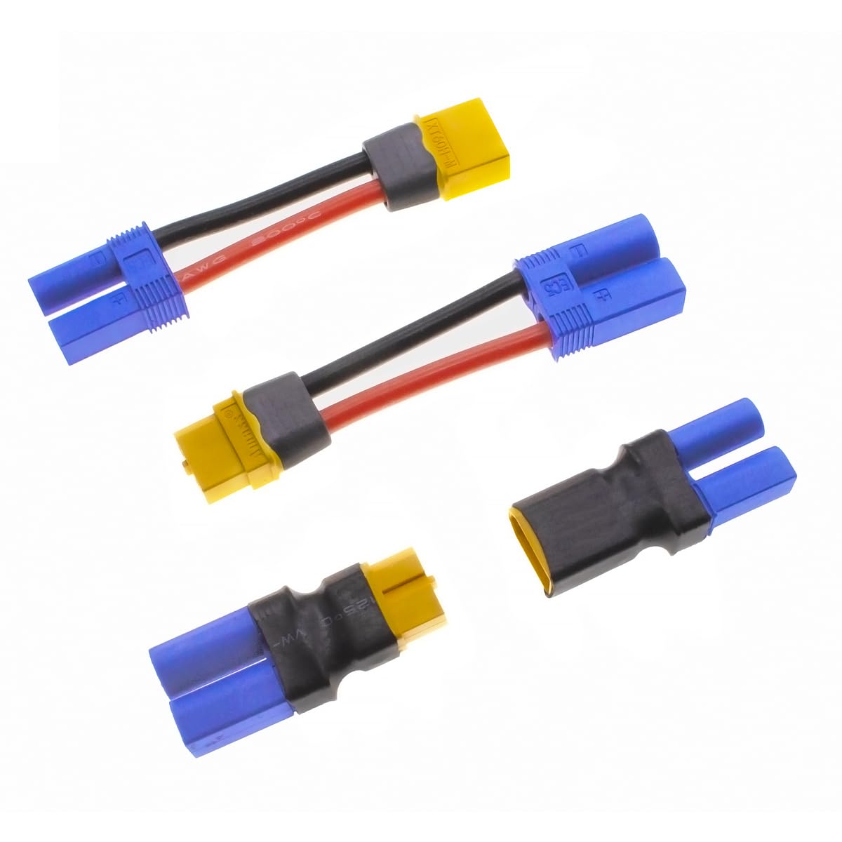 MEIVIFPV 2Pairs XT60 to EC5 Adapter Connector,EC5 to XT60H Male Female Plug for RC LiPo Battery Connector
