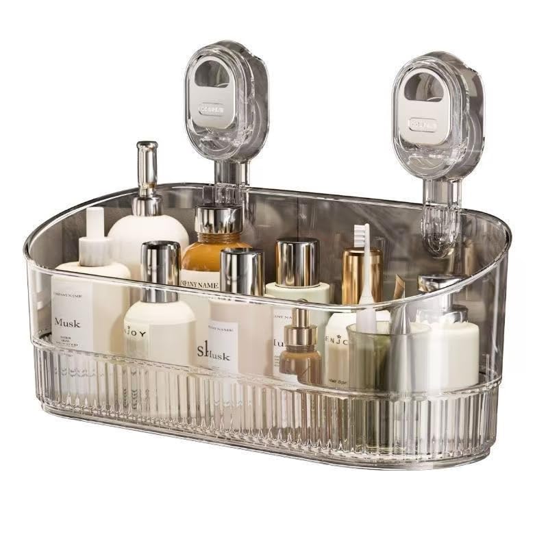 No-Drill Bathroom Suction Storage Box - Bathroom Suction Cup Storage Rack Heavy Duty Shower Caddy with Suction Cups