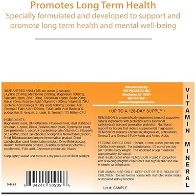 AniMed Remission 4 lbs - Comprehensive Nutritional Support for Horses with Metabolic Issues, Probiotics, and Essential Nutrients for Hoof Health, Gut Health, and Overall Well-Being
