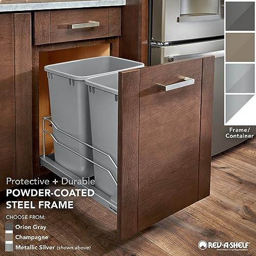 Rev-A-Shelf 53Wc-1835Scdm-217 Double 35 Quart Pull-Out Under Mount Kitchen Waste Container Trash Cans With Soft-Close Slides, Silver #TOP1